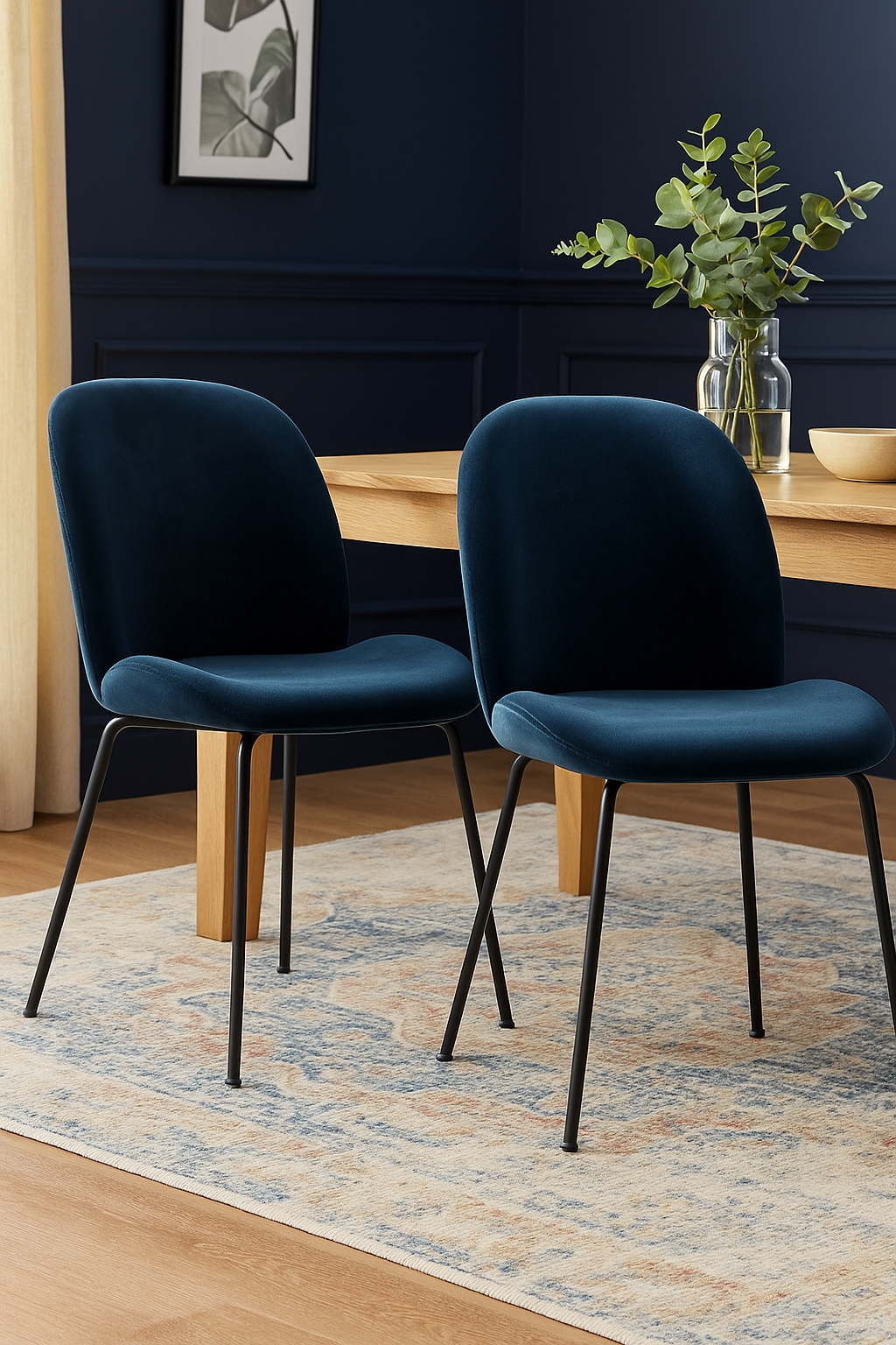 AVERIE (SET OF 2) FABRIC DINING CHAIR - SAPPHIRE BLUE VELVET