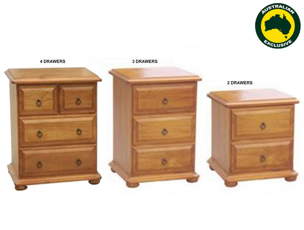 AVONDALE (AUSSIE MADE) BEDSIDE TABLE COLLECTION - ASSORTED STAINED COLOURS