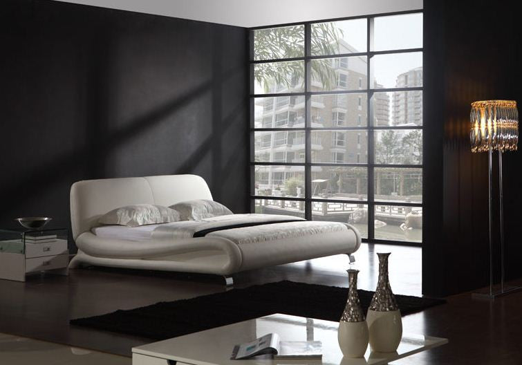 QUEEN ROCKWELL 100% LEATHER / LEATHERETTE COMBINATION BED (B010) - ASSORTED COLOURS