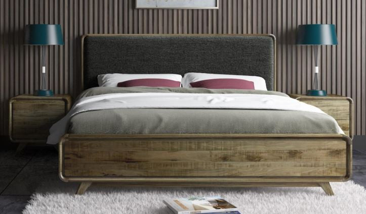 QUEEN ALBERDINE ASHWWOD BED WITH UPHOLSTERED HEADBOARD - (MODEL-1-12-5-24-1-14-4-18-1) - NATURAL