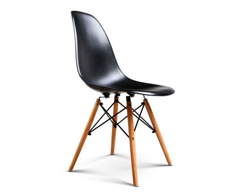 EVERLEE (SET OF 4) RETRO BENCH WOOD DINING CHAIR - BLACK