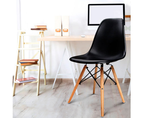 EVERLEE (SET OF 4) RETRO BENCH WOOD DINING CHAIR - BLACK