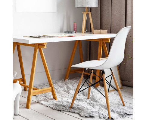 EVERLEE (SET OF 2) RETRO BENCH WOOD DINING CHAIR - WHITE