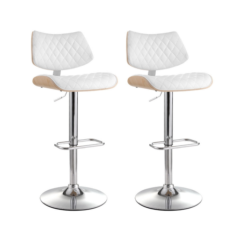 GALANTE (SET OF 2) LEATHERETTE GAS LIFT BAR STOOL - WHITE
