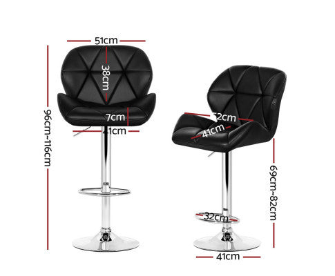 JACKSON (SET OF 4) PU LEATHER GAS LIFT BAR STOOLS - BLACK