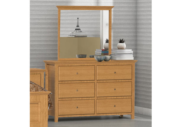 JASPER (AUSSIE MADE) 6 DRAWER DRESSING TABLE WITH MIRROR - TASSIE OAK COMBINATION - ASSORTED COLOURS