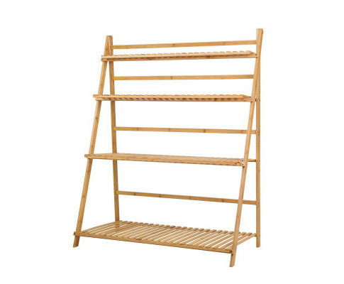 HARRIS 4-TIER BAMBOO LADDER SHELF PLANT STAND - NATURAL
