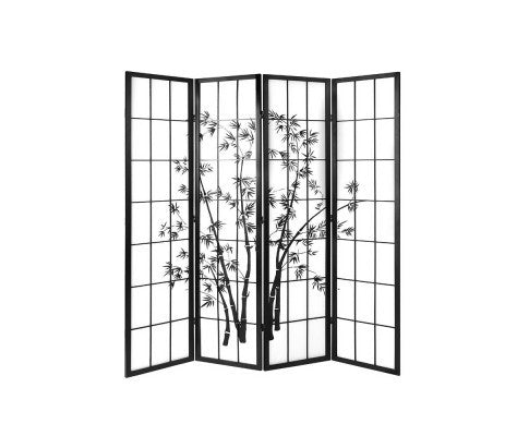 HARTLEY ROOM DIVIDER PRIVACY SCREEN FOLDABLE 4 PARTITION STAND - BLACK & WHITE