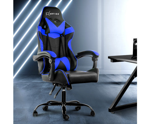 PAXTON RECLINING OFFICE COMPUTER CHAIR - BLACK & BLUE