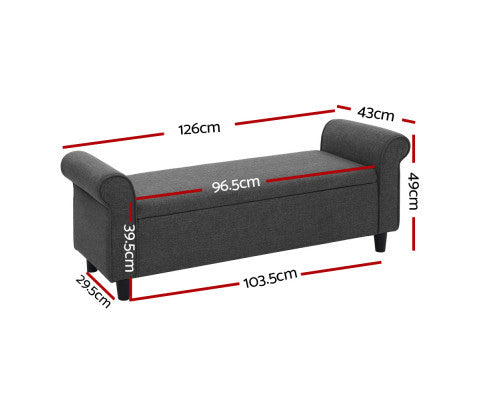 FARAMOND FABRIC BLANKET BOX OTTOMAN STORAGE - GREY