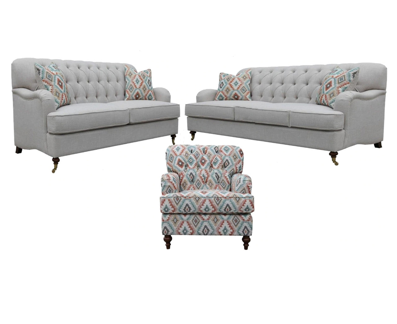 PARIS 3S + 2S + ARM CHAIR FABRIC LOUNGE SUITE - (MODEL - 6-12-15-18-9-4-1) AS PICTURED