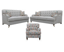 PARIS 3S + 2S + ARM CHAIR FABRIC LOUNGE SUITE - (MODEL - 6-12-15-18-9-4-1) AS PICTURED