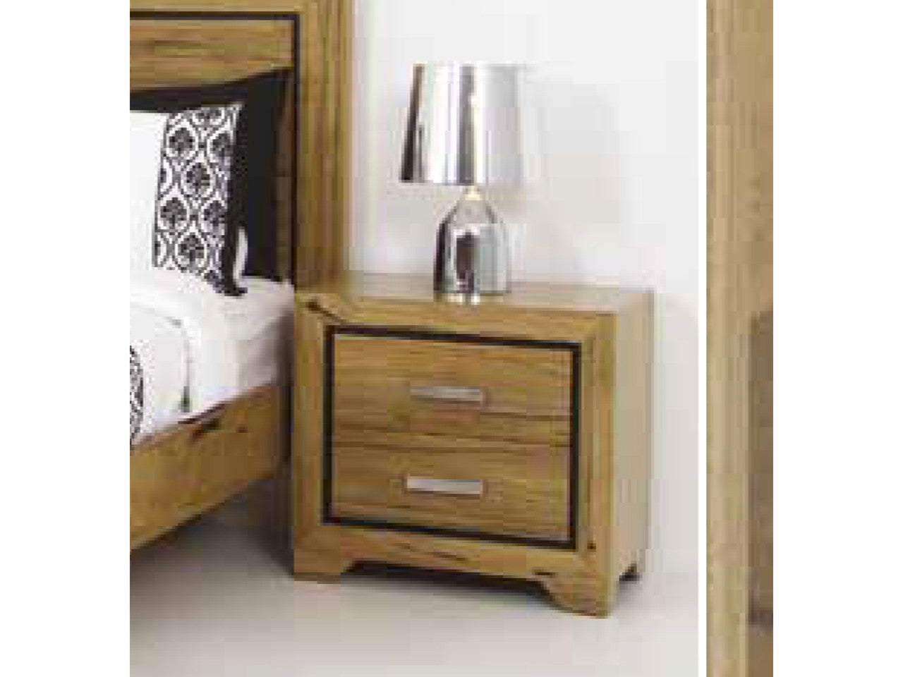 KING VERMONT 3 PIECE (BEDSIDE) BEDROOM SUITE WITH 2 DRAWER BED - NATURAL