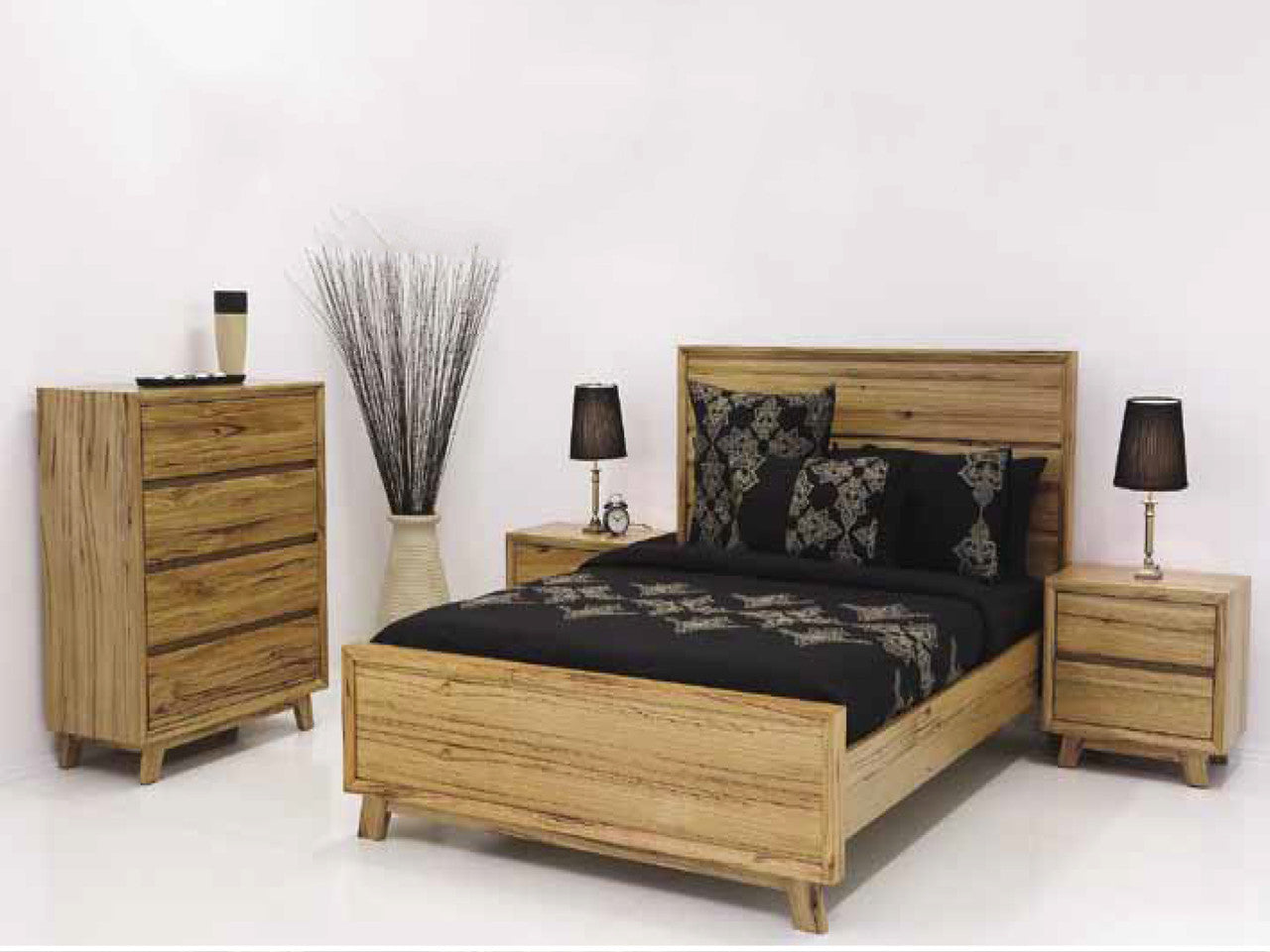 QUEEN INDIGO 5 PIECE (DRESSER) BEDROOM SUITE - NATURAL