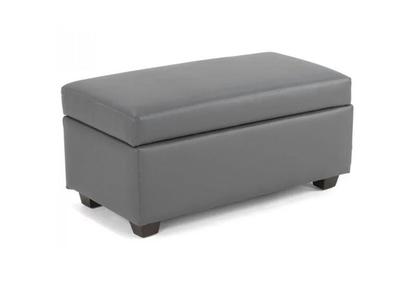 BENEDICTA MEDIUM LEATHERETTE UPHOLSTERED OTTOMAN - 430(H) X 800(L) -GREY