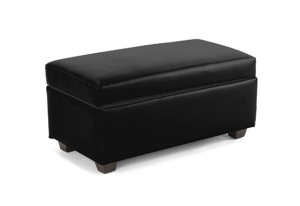 BENEDICTA MEDIUM LEATHERETTE UPHOLSTERED OTTOMAN - 430(H) X 800(L) -BLACK