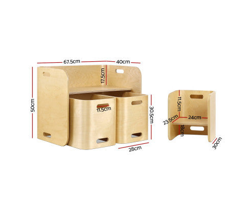 MARLON 3 PIECE KIDS TABLE & CHAIRS SET - NATURAL