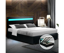 DOUBLE COLE LEATHERETTE GAS LIFT BED - BLACK