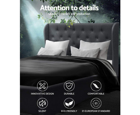 DOUBLE JACOB FABRIC GAS-LIFT STORAGE BED - CHARCOAL