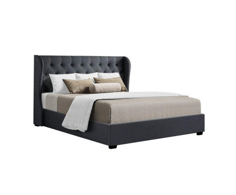 KING ISSA FABRIC GAS LIFT BED - CHARCOAL