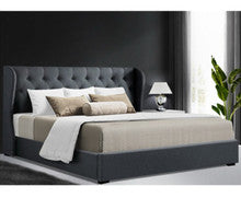 KING ISSA FABRIC GAS LIFT BED - CHARCOAL