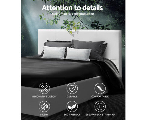 KING SINGLE NEO LEATHERETTE BED - WHITE