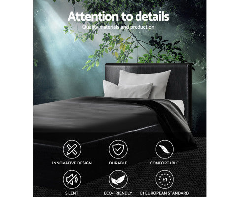 SINGLE NEO PU LEATHER BED - BLACK