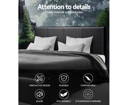 QUEEN NINO LEATHERETTE FRONT GAS LIFT BED - BLACK