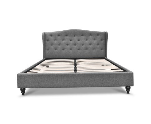DOUBLE CHERINA FABRIC BED - GREY