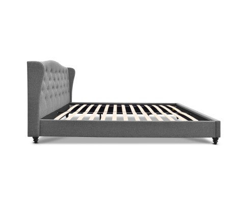 DOUBLE CHERINA FABRIC BED - GREY
