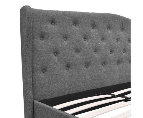 DOUBLE CHERINA FABRIC BED - GREY