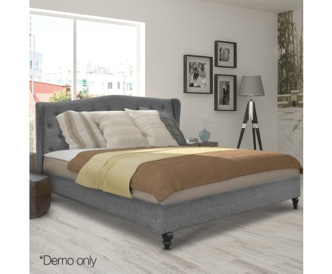 DOUBLE CHERINA FABRIC BED - GREY