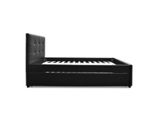 KING SINGLE ARTISS LEATHERETTE BED WITH TRUNDLE - BLACK