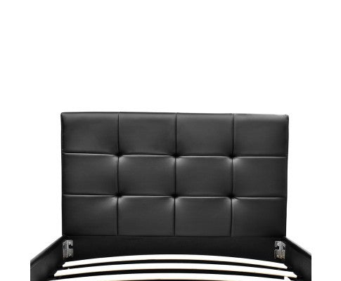 KING SINGLE ARTISS LEATHERETTE BED WITH TRUNDLE - BLACK