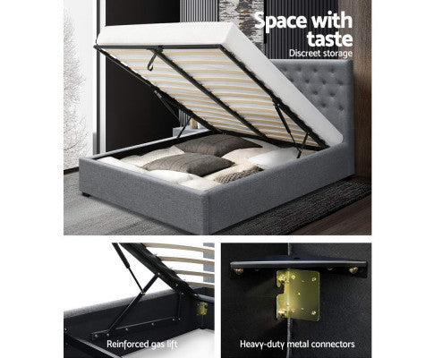 DOUBLE GENEKO GAS LIFT STORAGE BED - GREY