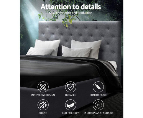 QUEEN GENEKO FRONT GAS LIFT STORAGE LINEN FABRIC BED WITH BUTTONS - GREY
