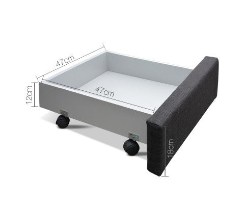 QUEEN AVIO FABRIC BED WITH 4 STORAGE DRAWERS - DARK GREY