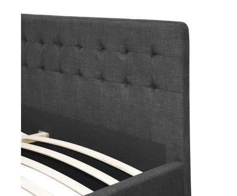 QUEEN AVIO FABRIC BED WITH 4 STORAGE DRAWERS - DARK GREY