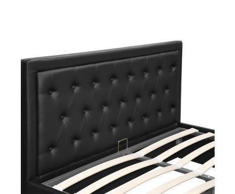 QUEEN ANNABETH LEATHERETTE GAS LIFT BED - CHARCOAL