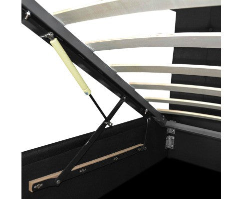 QUEEN ANNABETH LEATHERETTE GAS LIFT BED - CHARCOAL