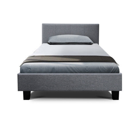 KING SINGLE RAEMOND LINEN FABRIC BED - GREY