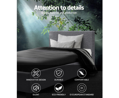 KING SINGLE RAEMOND LINEN FABRIC BED - GREY