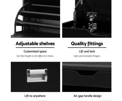 WENDERS 3 - TIER SHOE CABINET BENCH - BLACK