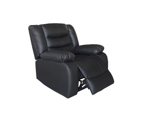 ROCKY SINGLE SEATER PU LEATHER RECLINER - BLACK