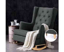GERALDINE CONVERTIBLE FABRIC ROCKING ARMCHAIR - BLACK