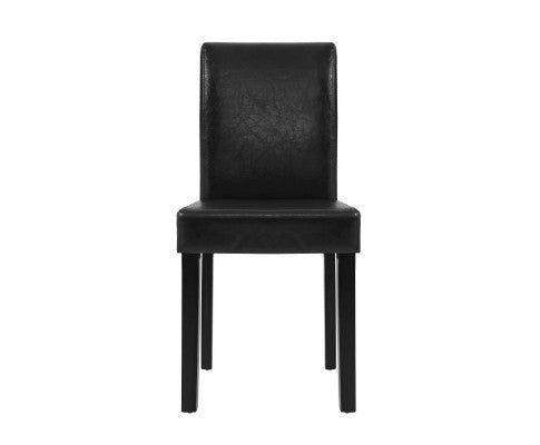 HELENA (SET OF 2) PU LEATHER HIGH BACK DINING CHAIR - BLACK