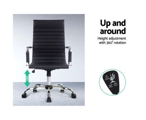 VEGAS LEATHERETTE HIGH BACK EXECUTIVE OFFICE CHAIR - BLACK