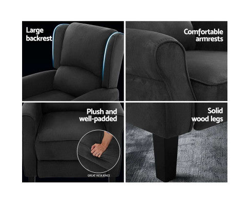 AFTON RECLINER ARM CHAIR - CHARCOAL