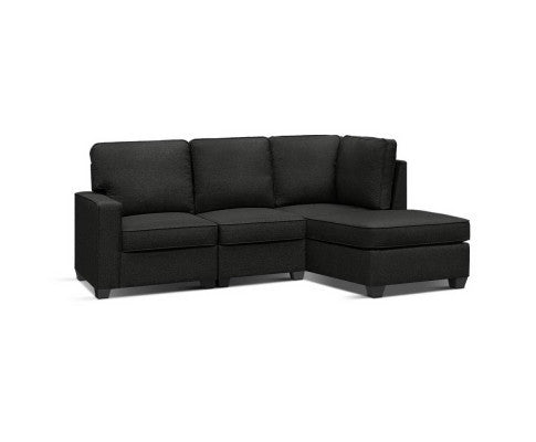 FINLAY 4 SEATER FABRIC LOUNGE SUITE - DARK GREY