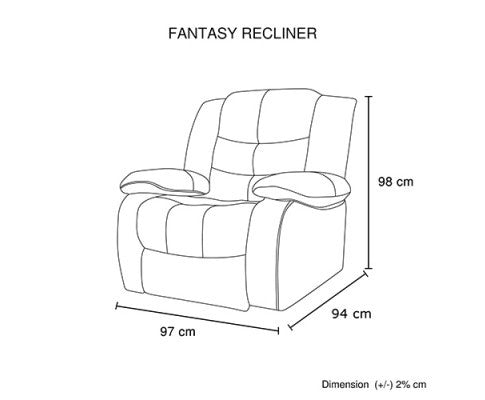 ROCKY SINGLE SEATER PU LEATHER RECLINER - BLACK